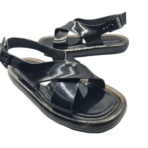 Tory Burch Sandals Criss Cross Bubble Jelly  Black slingback flat Sz 7